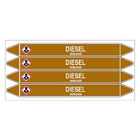 Značení potrubí, diesel,4 ks, 250 × 26 mm